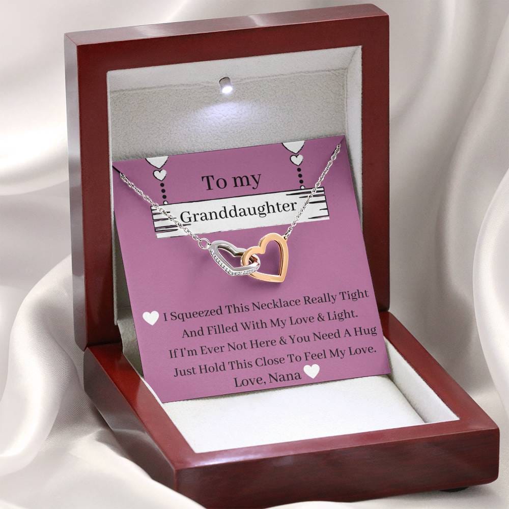 To My Granddaughter - Feel My Love - Interlocking Hearts Necklace