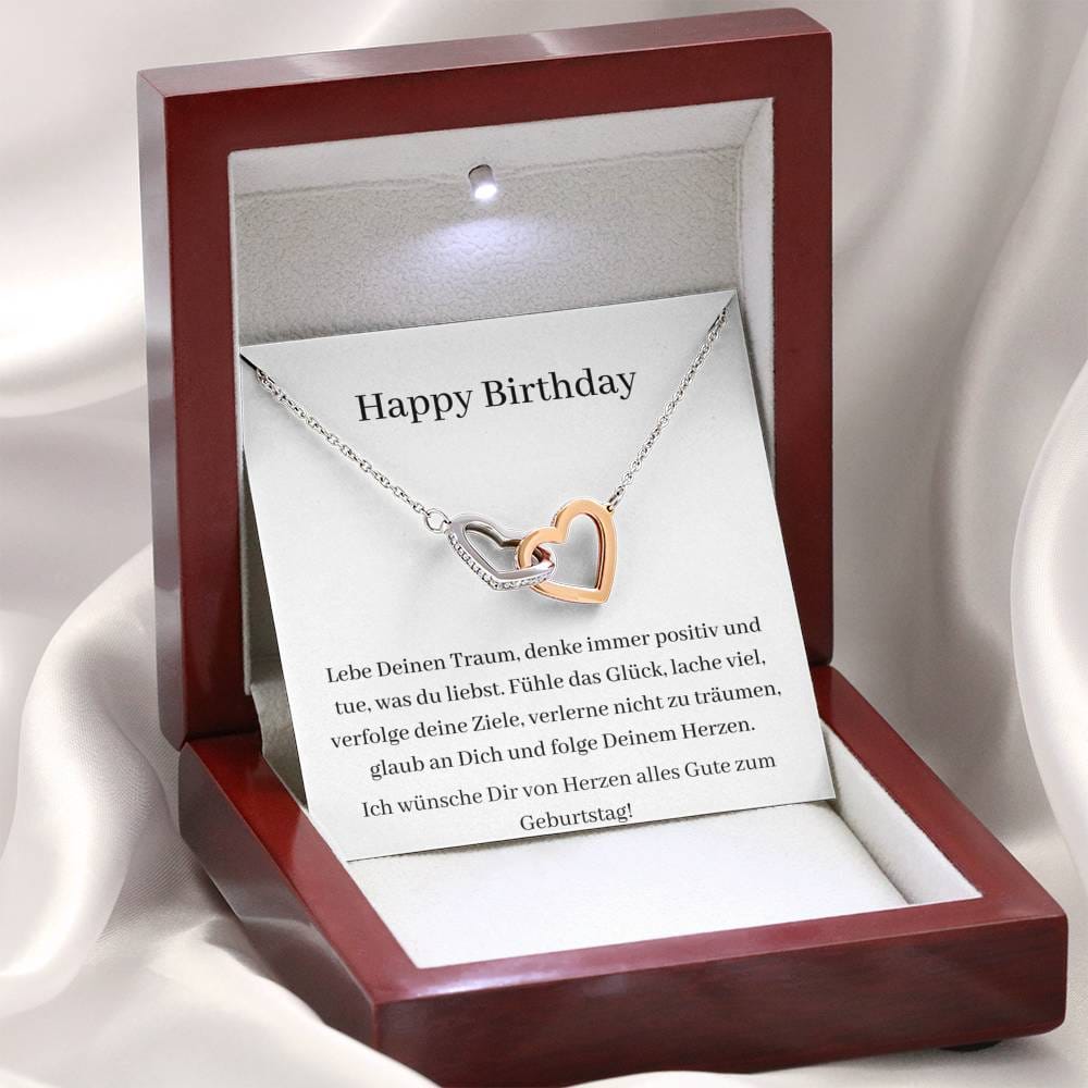 Happy Birthday - Lebe Deinen Traum - Interlocking Hearts Necklace