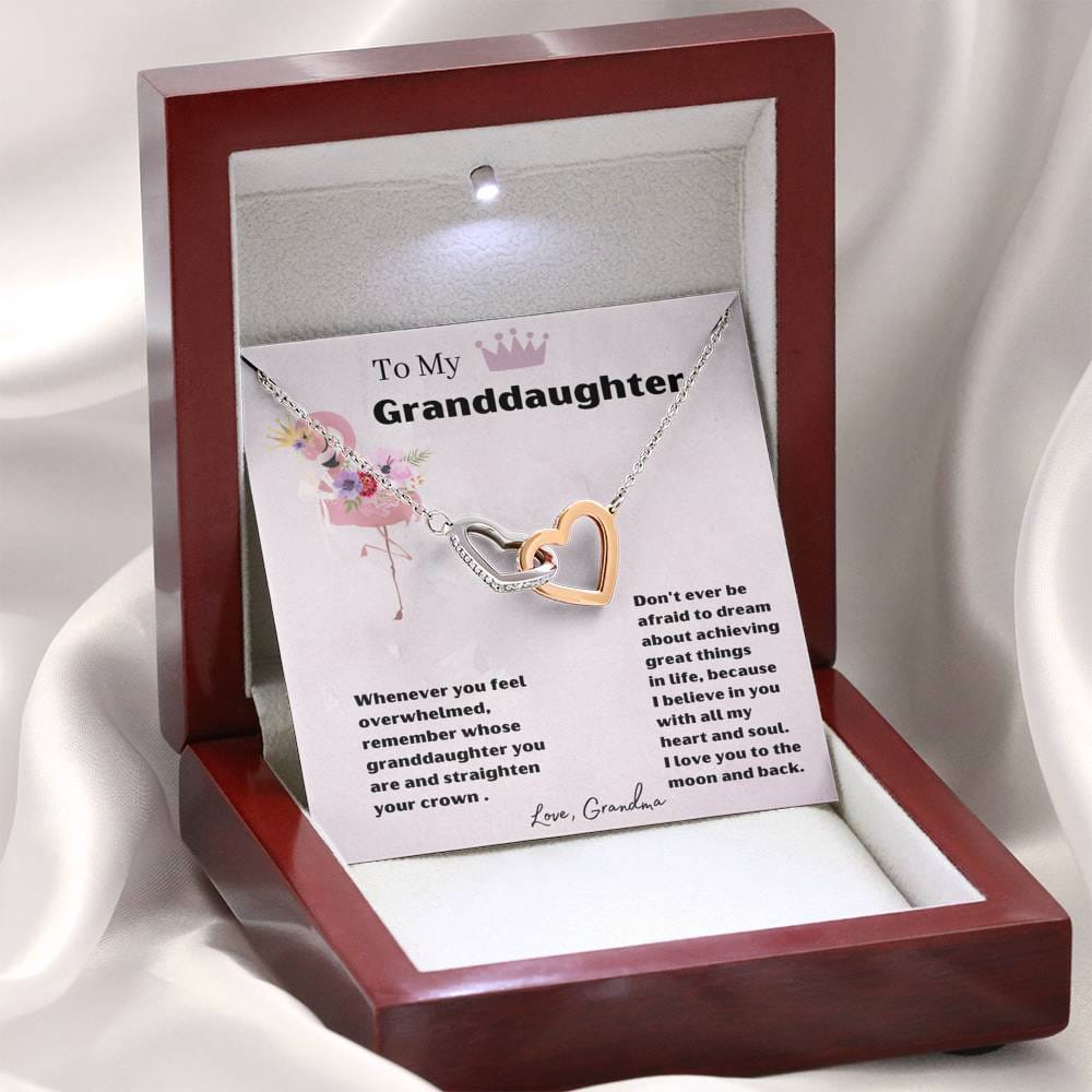 To My Granddaughter - Straighten Your Crown - Interlocking Hearts Necklace