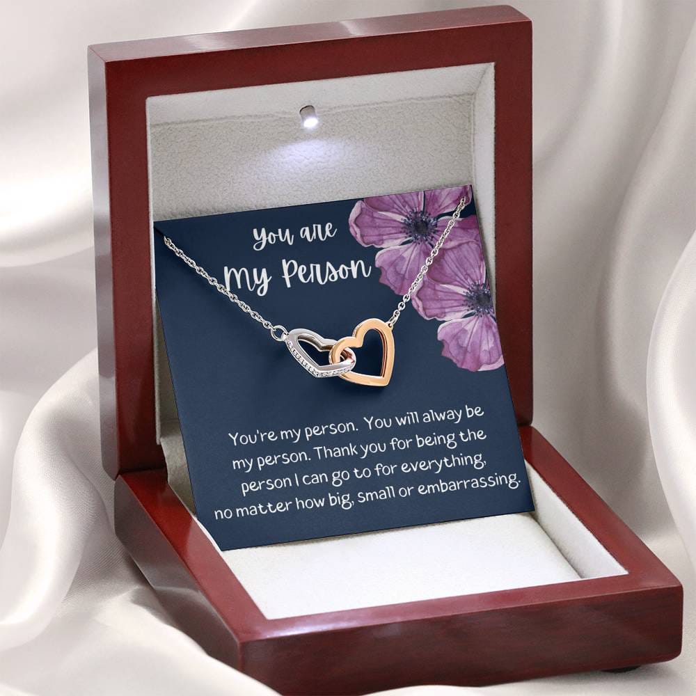 You Are My Person - Interlocking Heart Necklace - Dark Blue