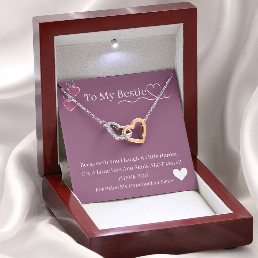 To My Bestie - Because Of You I Laugh - Interlocking Hearts Necklace