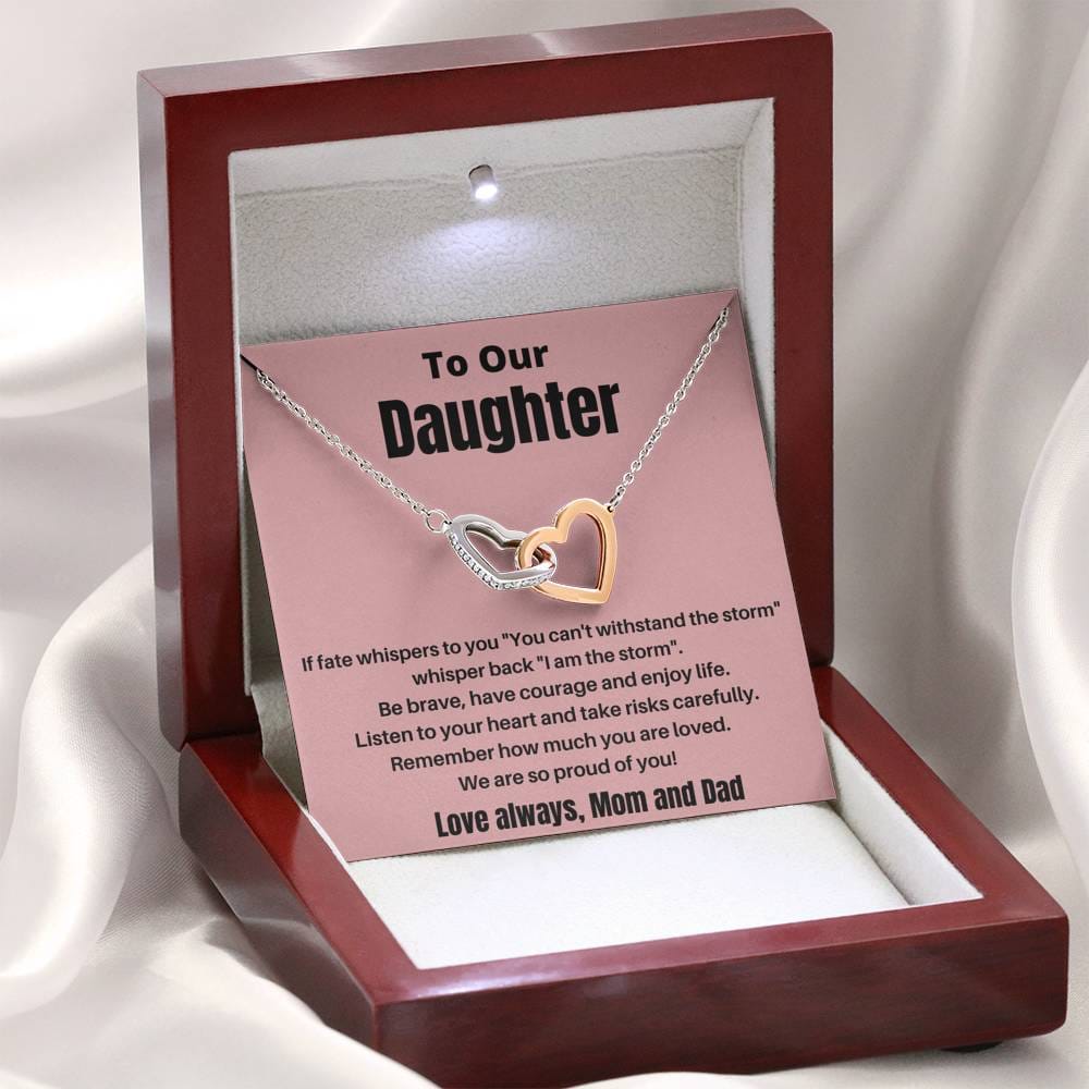 To Our Daughter - If Fate Whispers To You - Interlocking Hearts Necklace