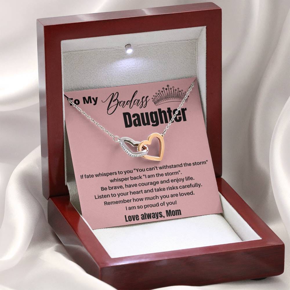 To My Badass Daughter - If Fate Whispers - Interlocking Hearts Necklace