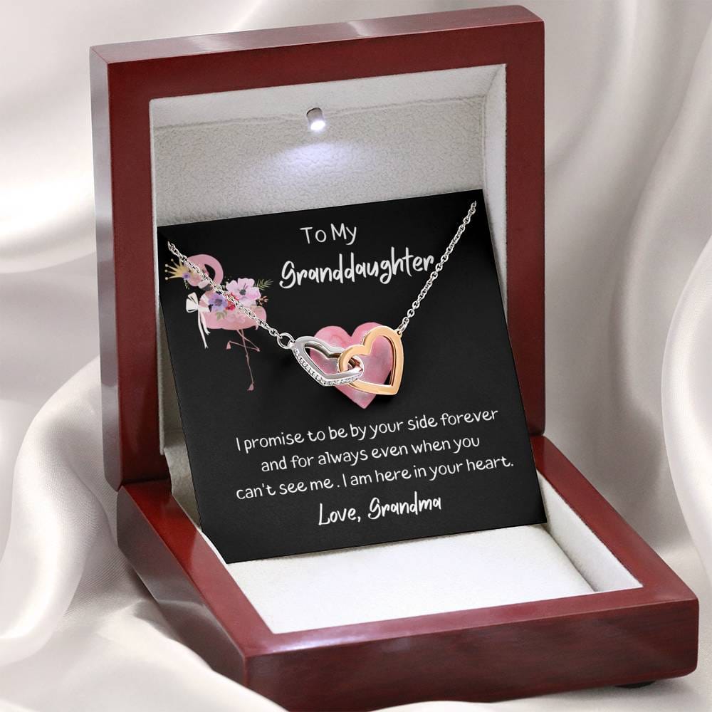 To My Granddaughter Interlocking Heart Necklace - Flamingo - Love Grandma