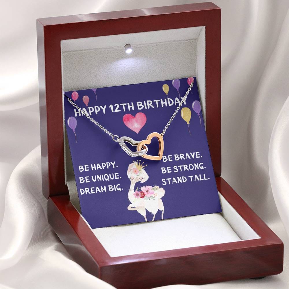 Happy 12TH Birthday Necklace - Lama - Dark Purple