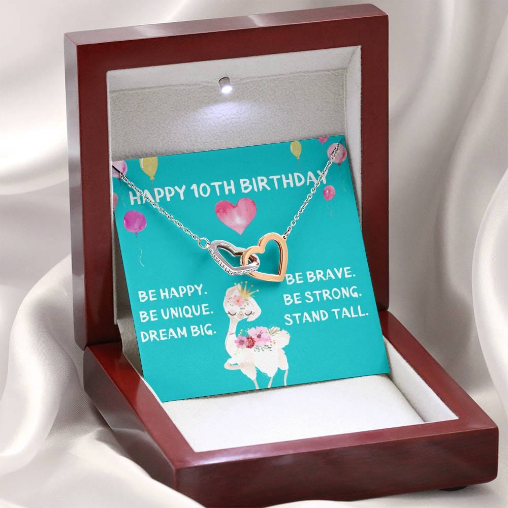 Happy 10TH Birthday - Interlocking Hearts Necklace