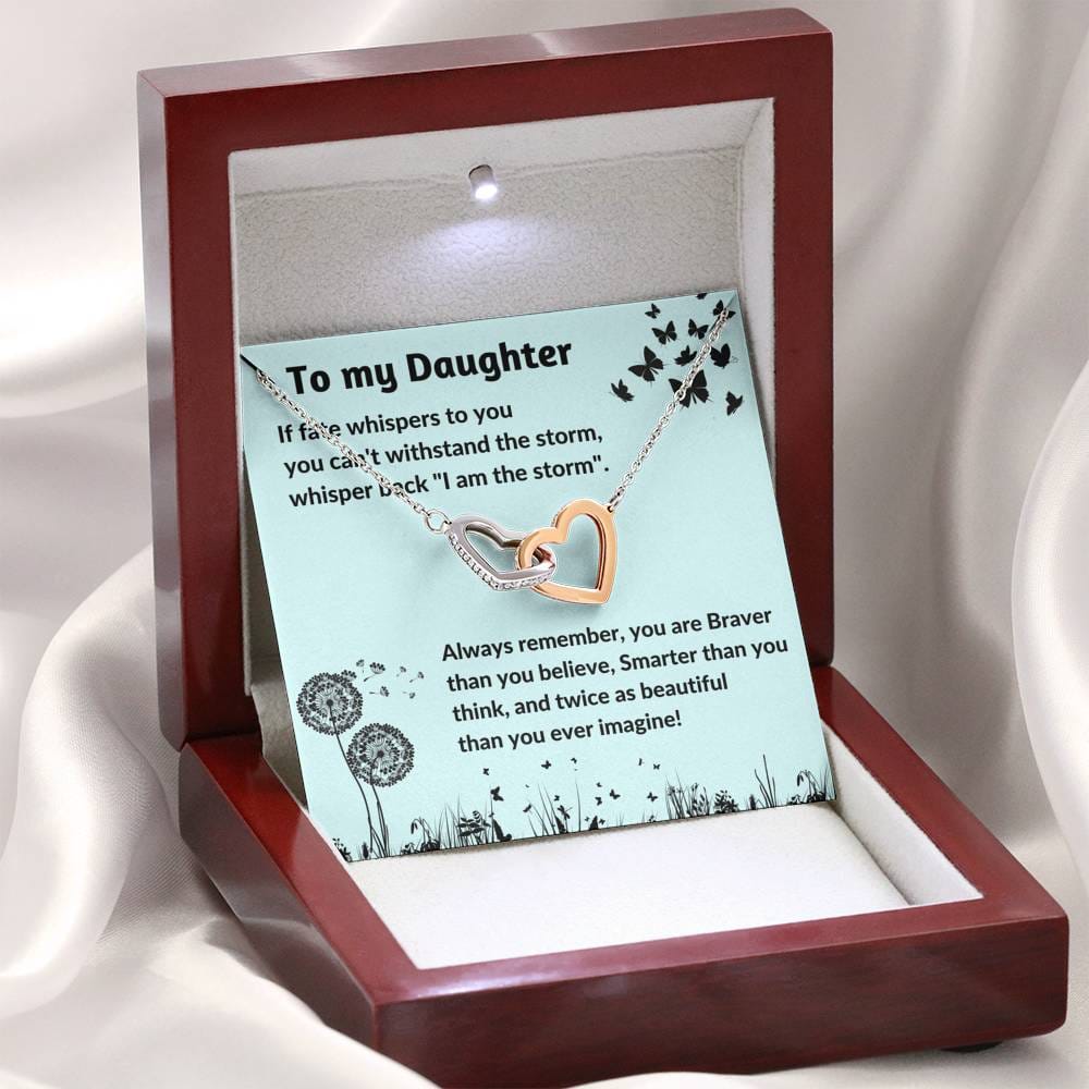 To My Daughter - If Fate Whispers To You - Interlocking Hearts Necklace
