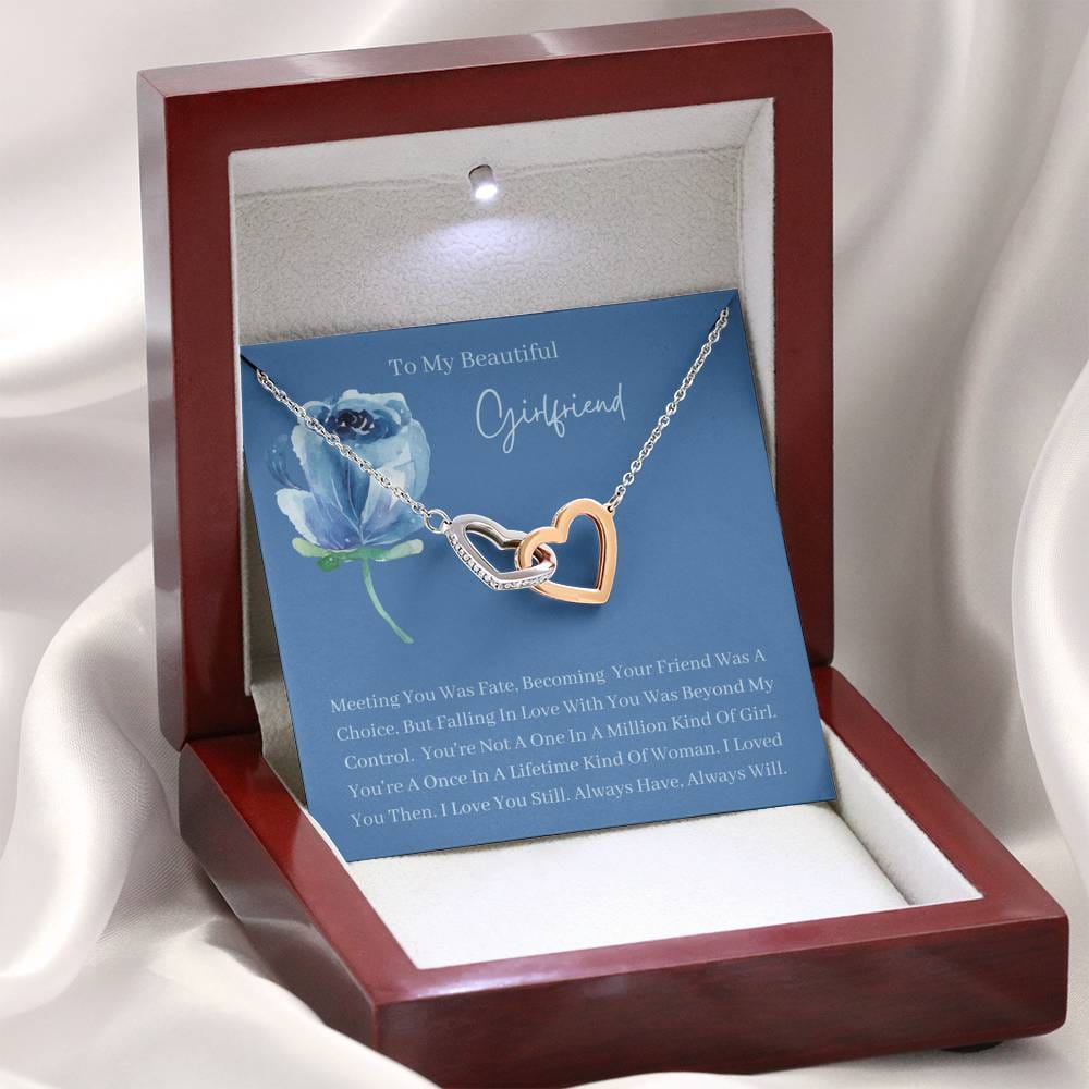 To My Beautiful Girlfriend - Meeting You - Interlocking Hearts Necklace