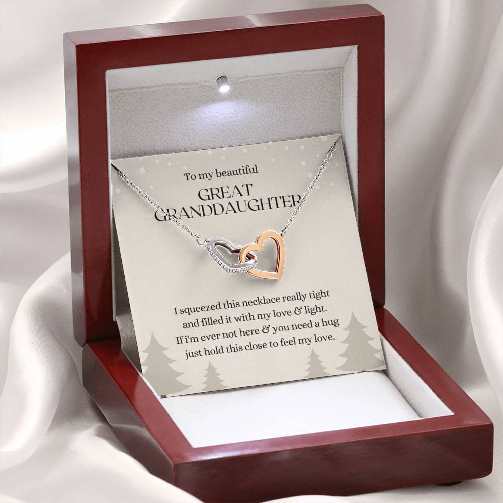 To My Beautiful Great Granddaughter - Feel My Love - Interlocking Hearts Necklace