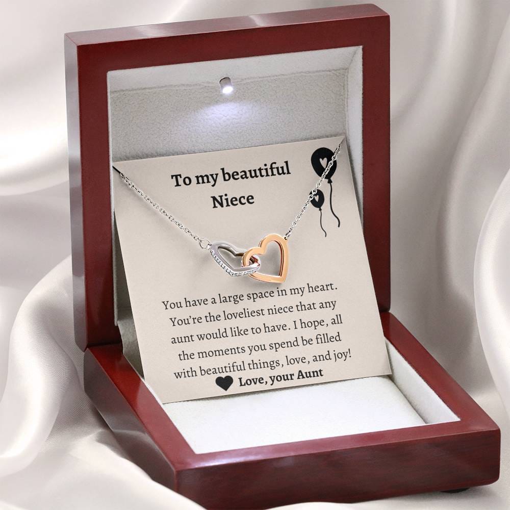 To My Beautiful Niece - Love And Joy - Interlocking Hearts Necklace