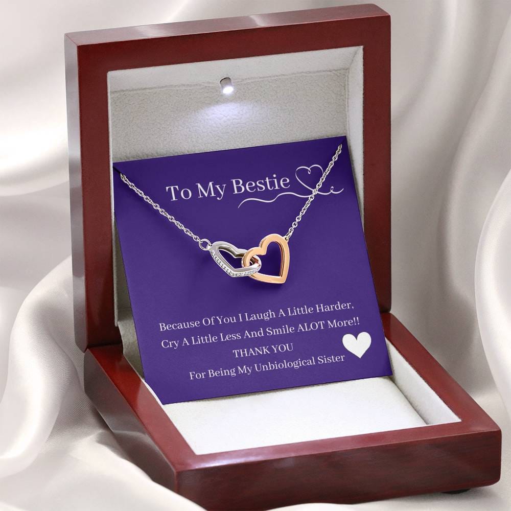 To My Bestie - Because Of You - Interlocking Hearts Necklace