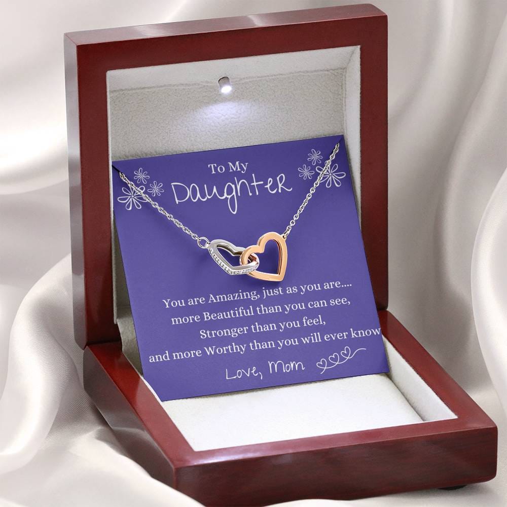 To My Daughter - You Are Amazing - Interlocking Heart Necklace