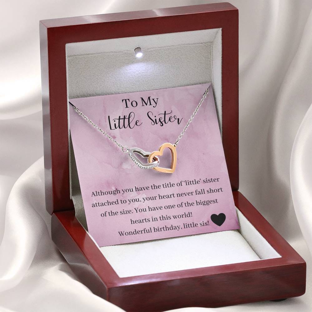 To My Little Sister - Wonderful Birthday - Interlocking Heart Necklace