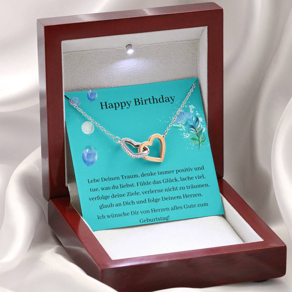 Happy Birthday - Lebe deinen Traum - Interlocking Hearts Necklace