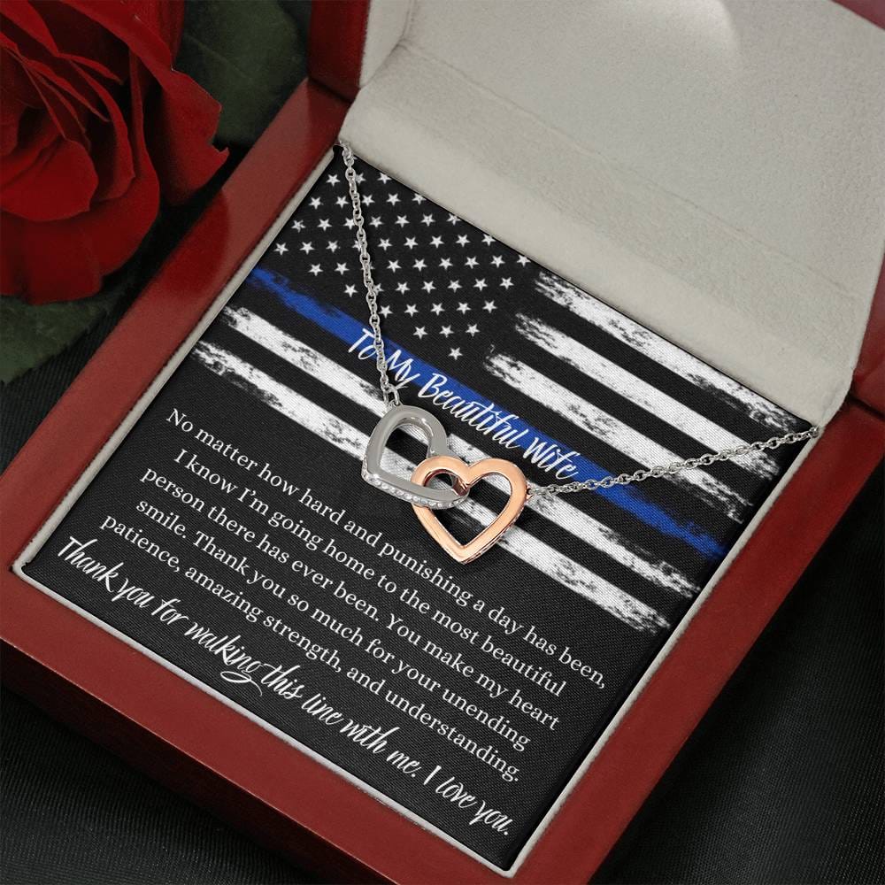 To My Beautiful Police Wife - Interlocking Hearts Necklace