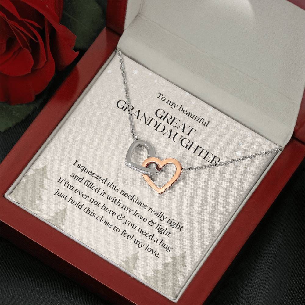 To My Beautiful Great Granddaughter - Feel My Love - Interlocking Hearts Necklace