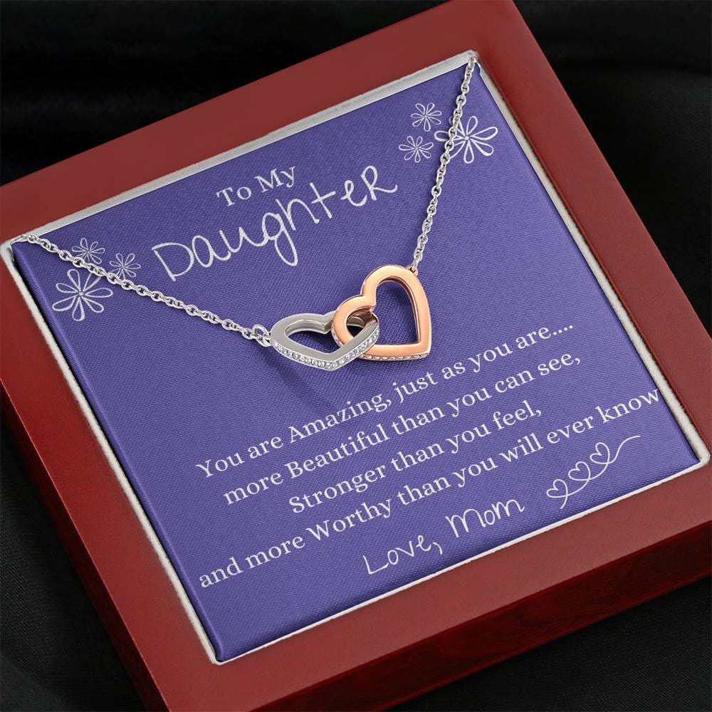 To My Daughter - You Are Amazing - Interlocking Heart Necklace