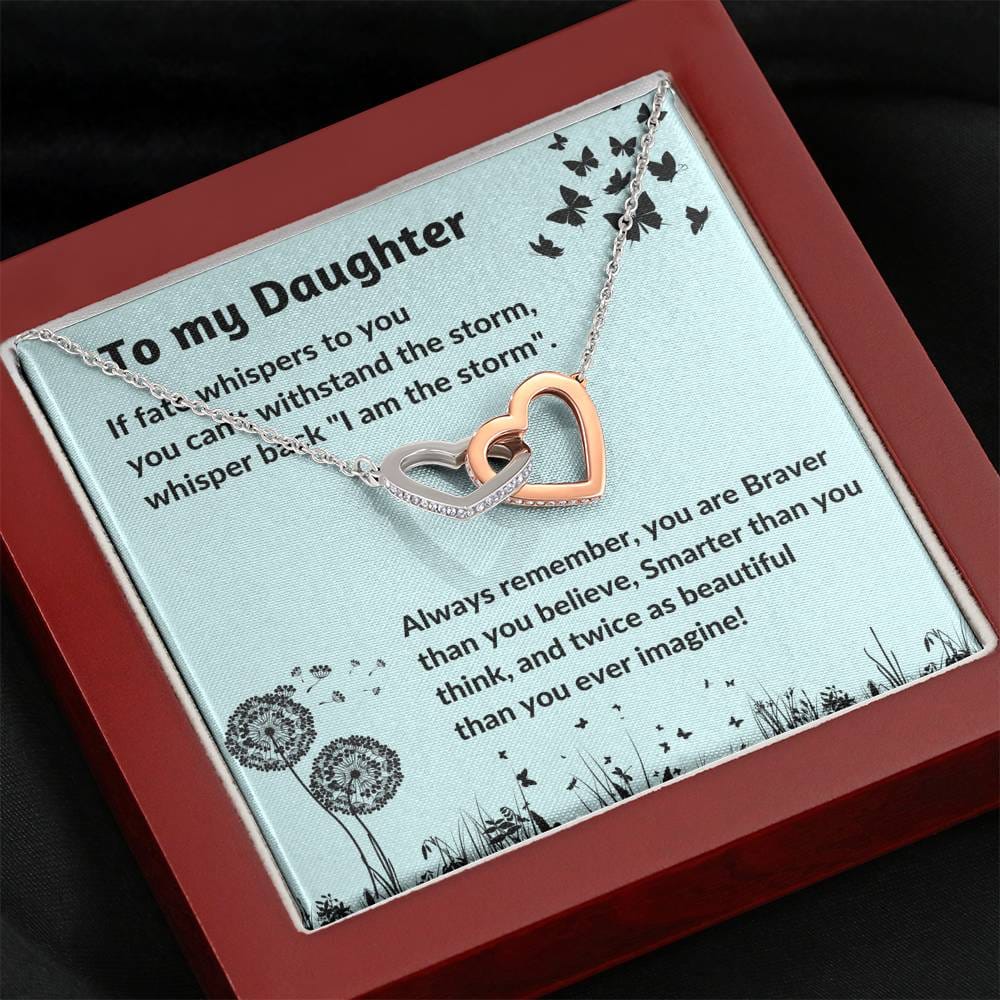 To My Daughter - If Fate Whispers To You - Interlocking Hearts Necklace