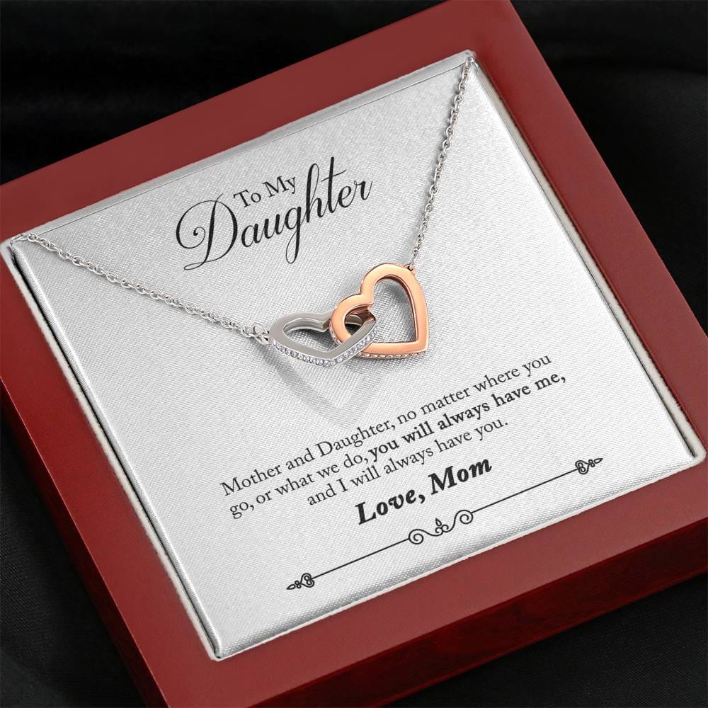 To My Daughter - Mother and Daughter - Interlocking Hearts Necklace