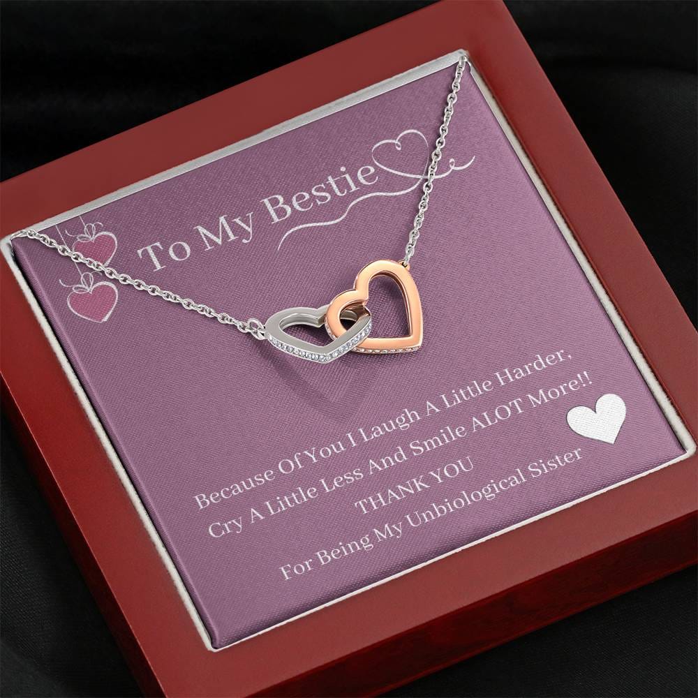 To My Bestie - Because Of You I Laugh - Interlocking Hearts Necklace