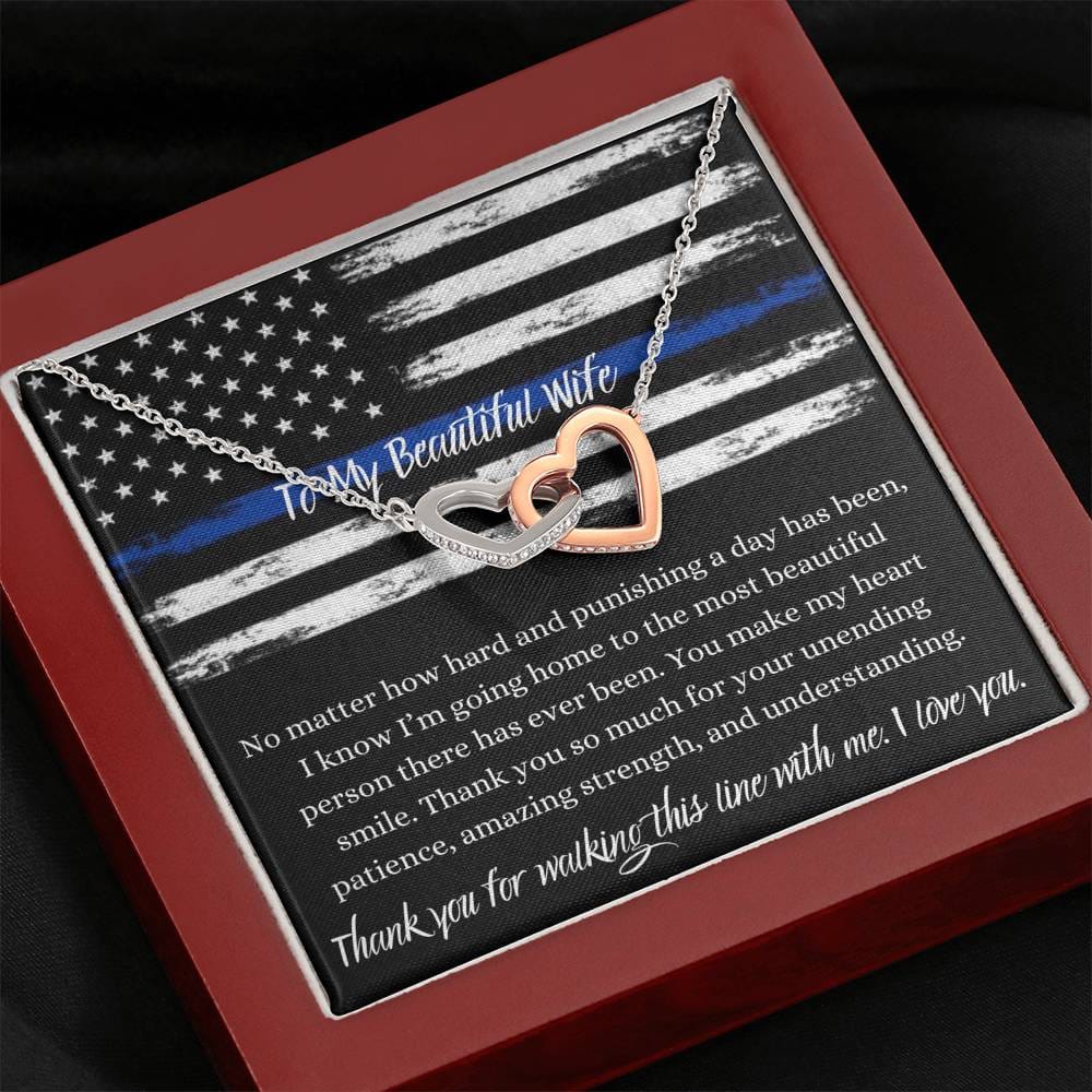 To My Beautiful Police Wife - Interlocking Hearts Necklace