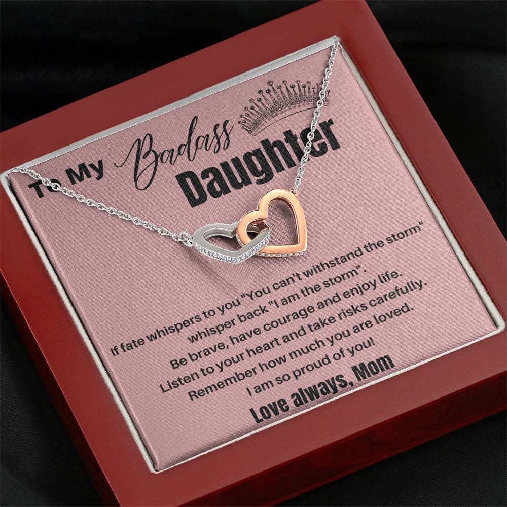 To My Badass Daughter - If Fate Whispers - Interlocking Hearts Necklace