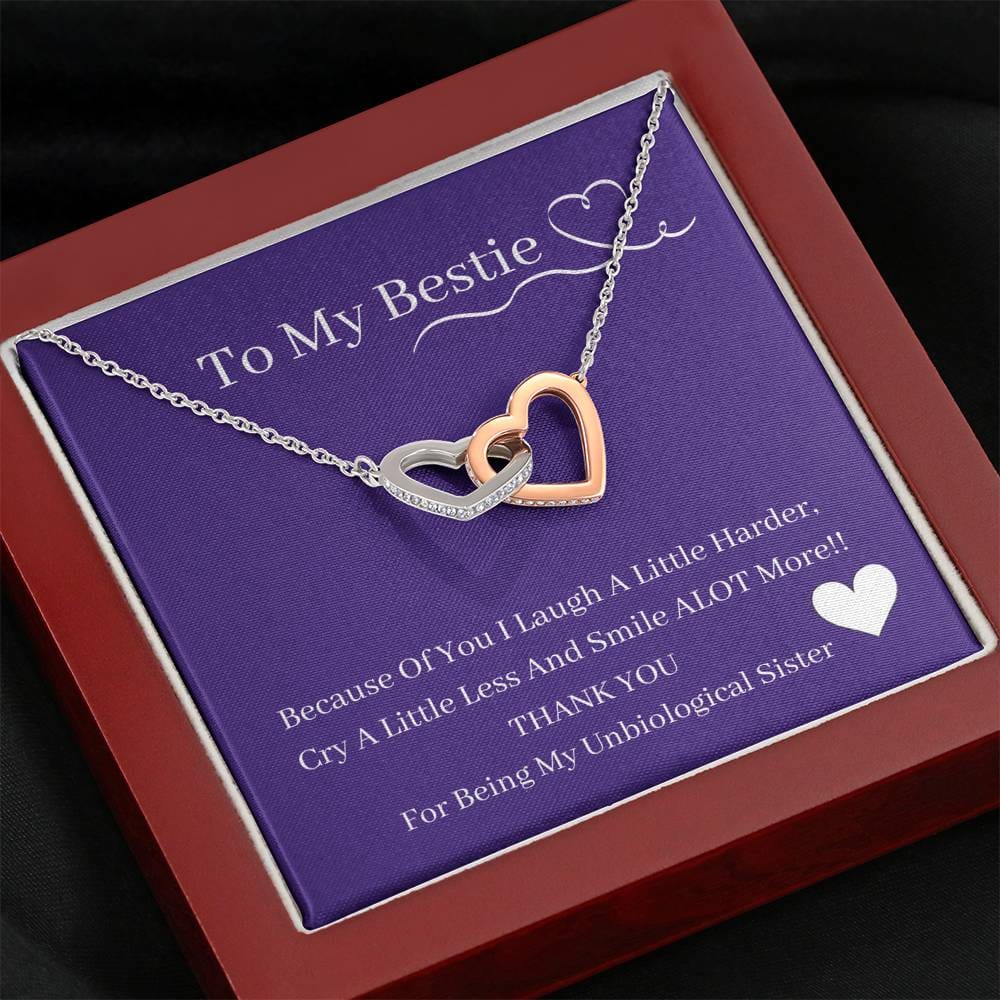 To My Bestie - Because Of You - Interlocking Hearts Necklace