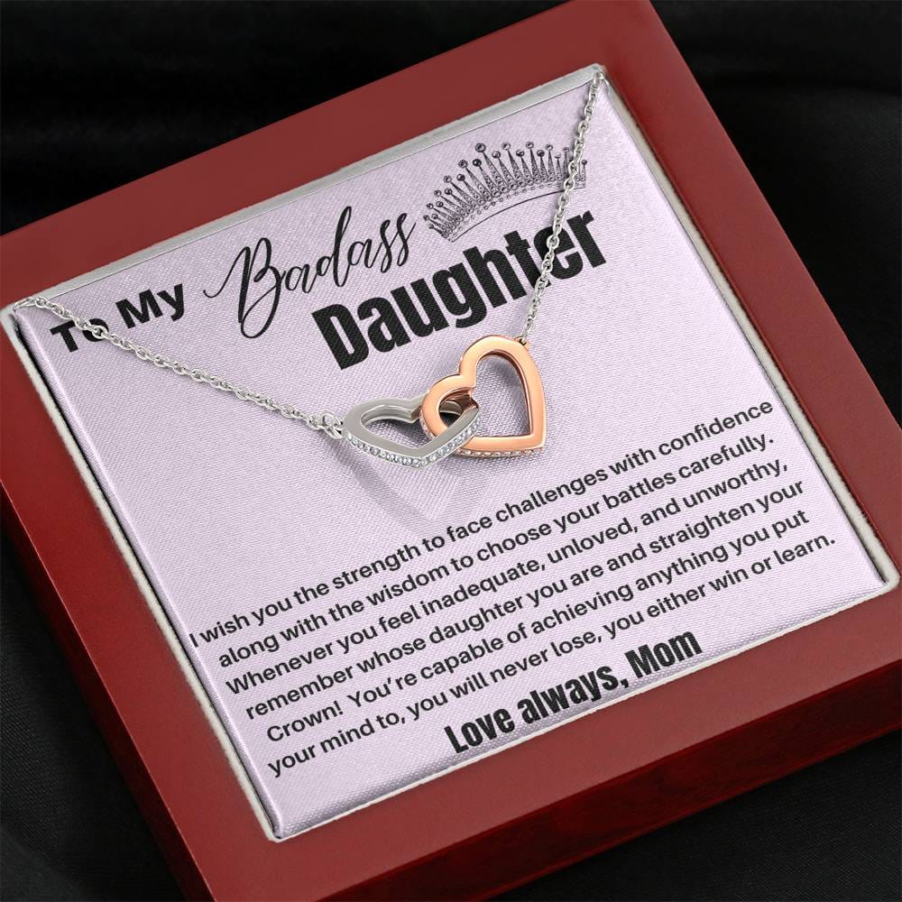 To My Badass Daughter - I wish You - Interlocking Hearts Necklace