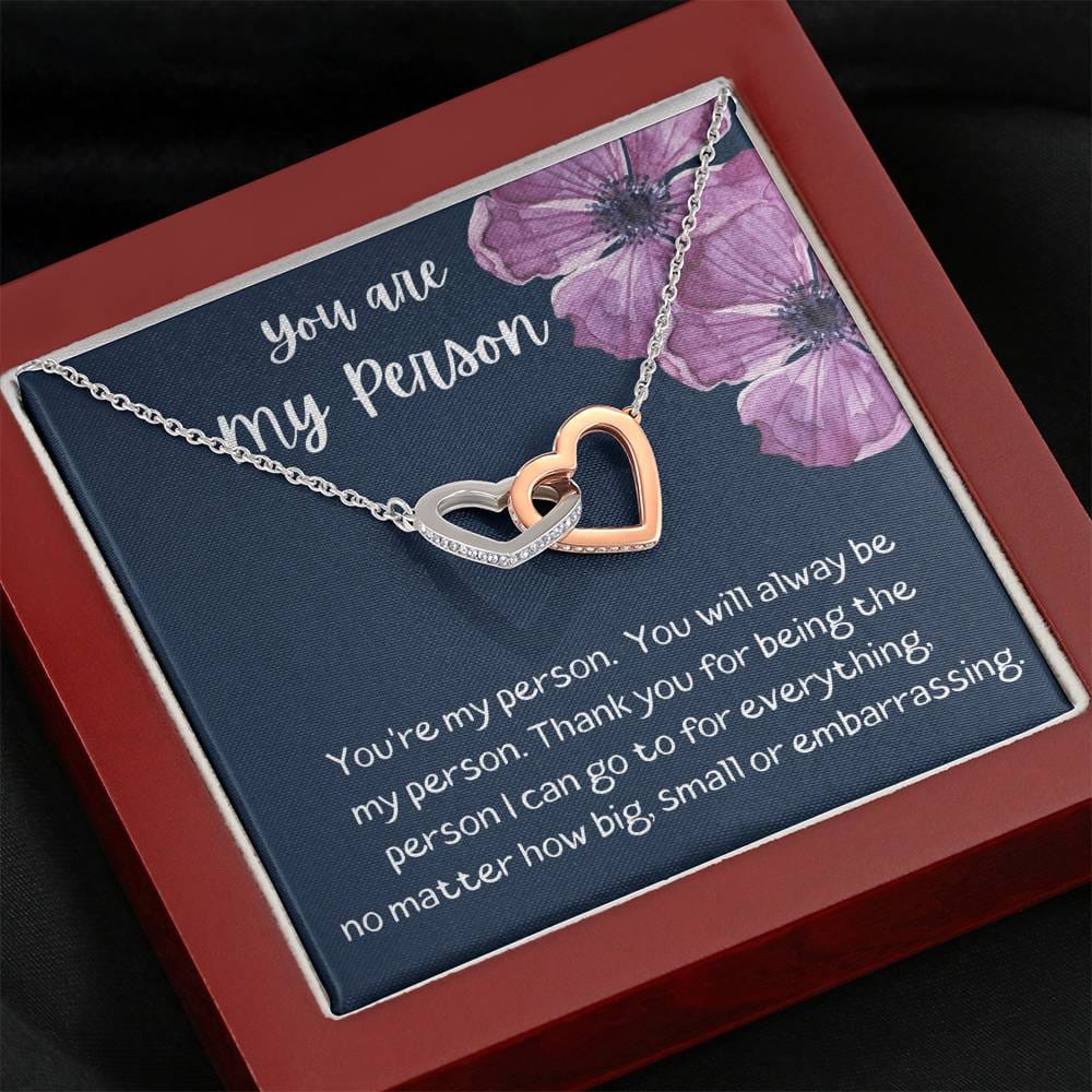 You Are My Person - Interlocking Heart Necklace - Dark Blue