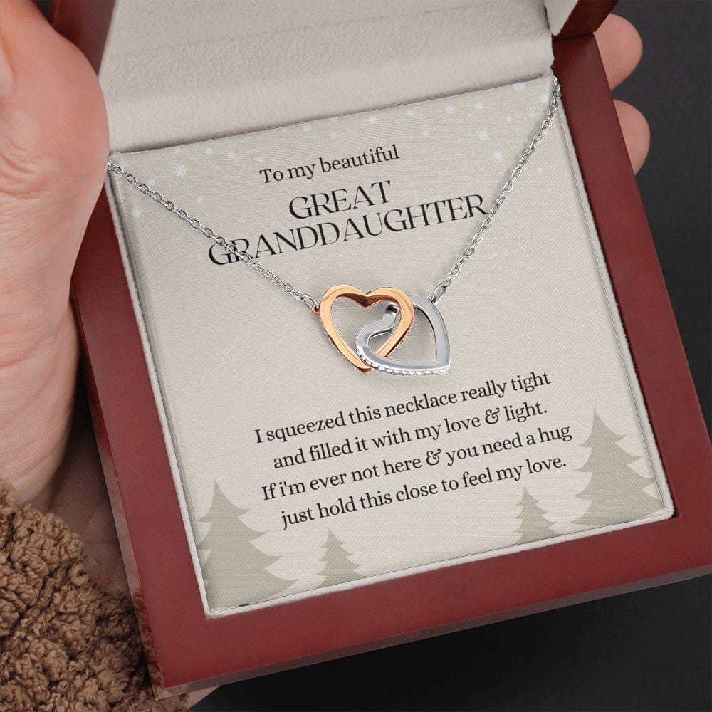 To My Beautiful Great Granddaughter - Feel My Love - Interlocking Hearts Necklace