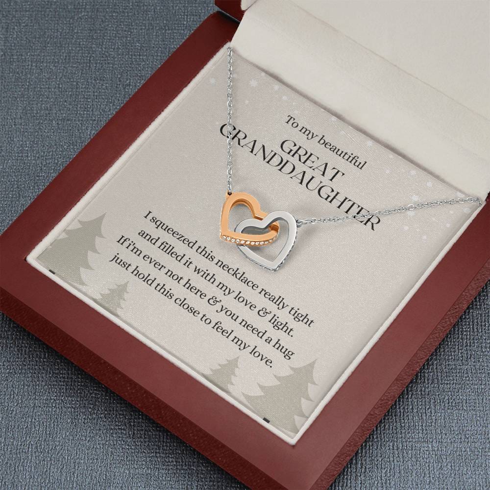 To My Beautiful Great Granddaughter - Feel My Love - Interlocking Hearts Necklace