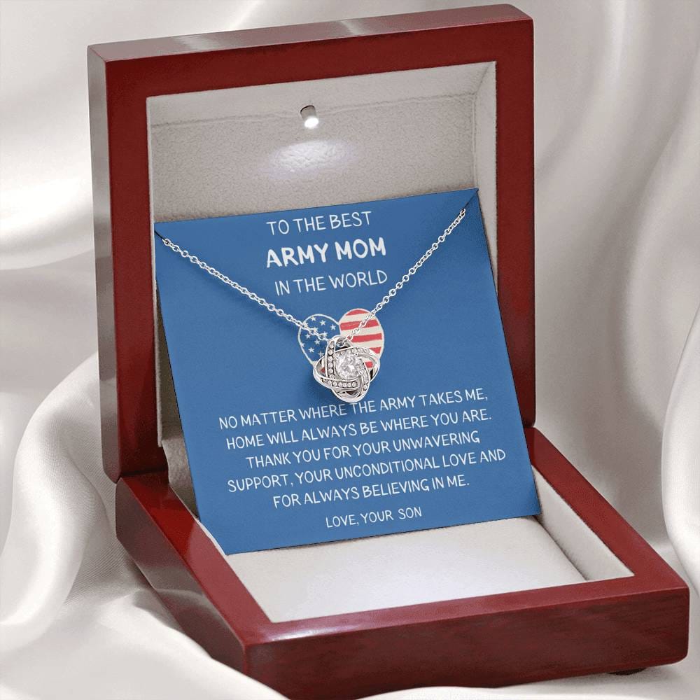 To The Best Army Mom In The World - Love Knot Necklace