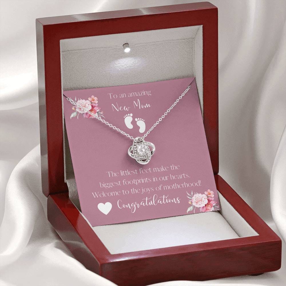 To An Amazing New Mom Love Knot Necklace - The Littlest Feet
