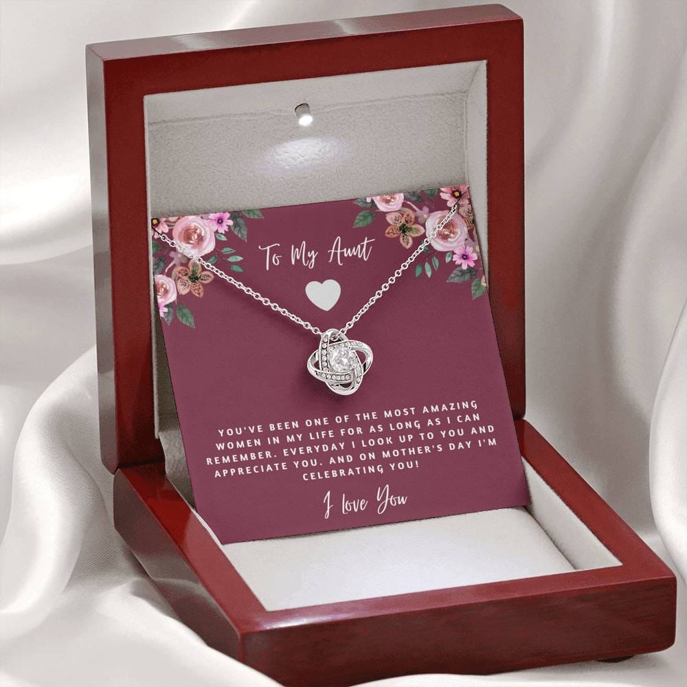 To My Aunt - I Love You - Love Knot Necklace