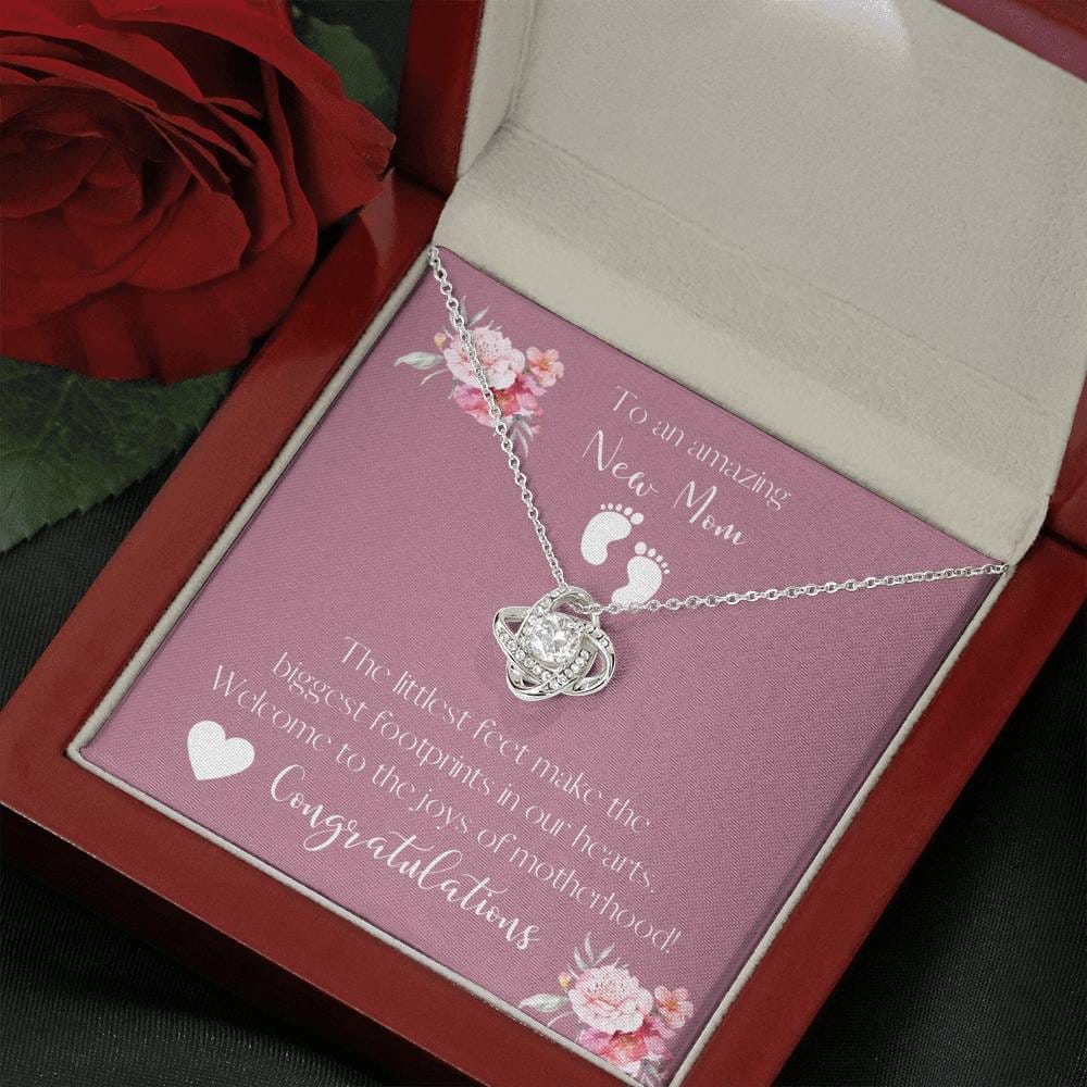 To An Amazing New Mom Love Knot Necklace - The Littlest Feet