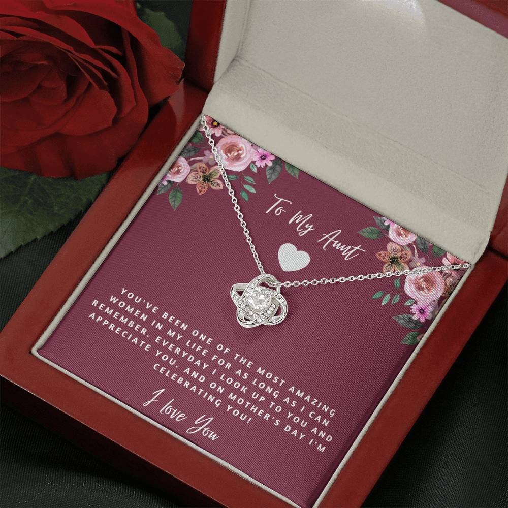 To My Aunt - I Love You - Love Knot Necklace