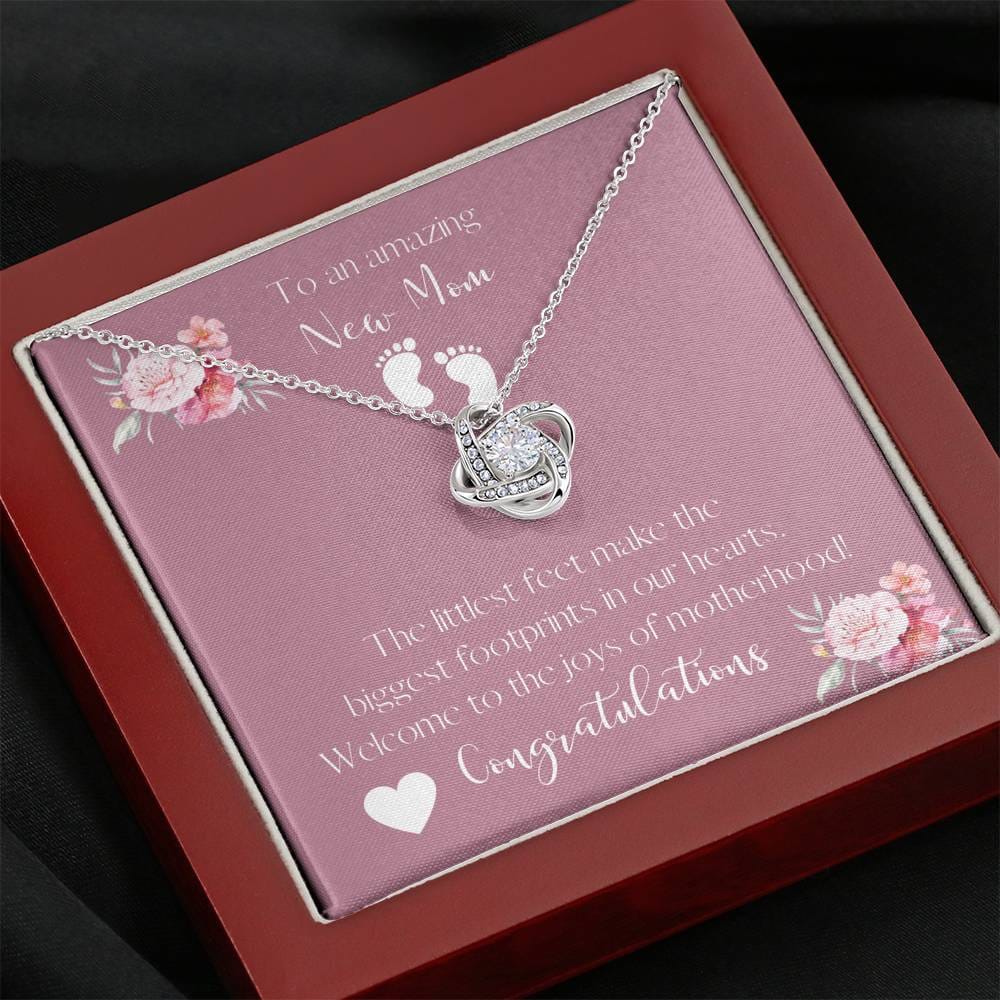 To An Amazing New Mom Love Knot Necklace - The Littlest Feet