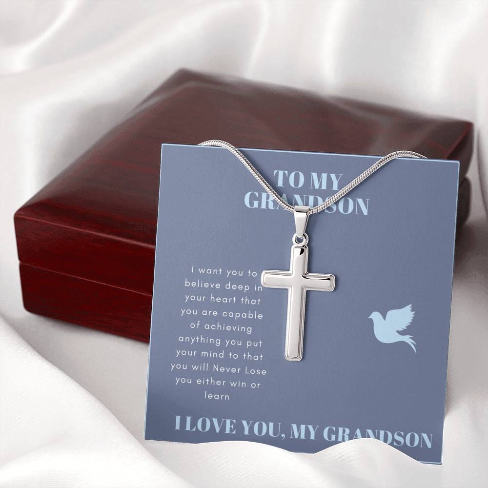 To My Grandson - I Want You To Believe - Cross Necklace