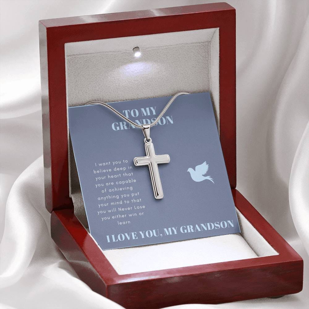 To My Grandson - I Want You To Believe - Cross Necklace