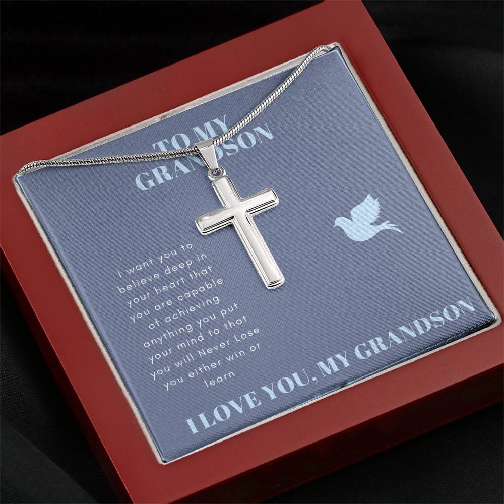 To My Grandson - I Want You To Believe - Cross Necklace