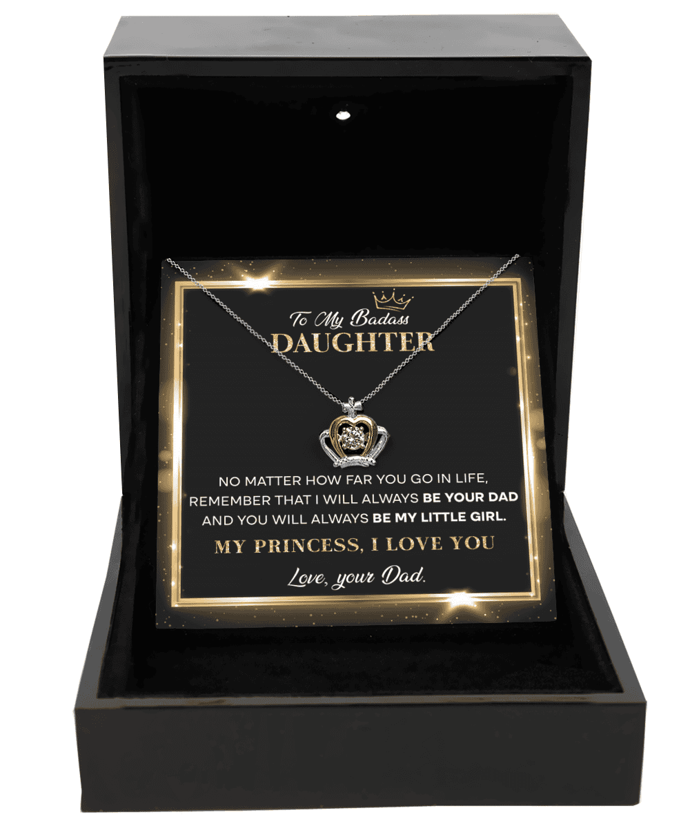 To My Badass Daughter From Dad - Crown Pendant Necklace