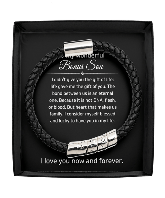 To My Wonderful Bonus Son - Gift Of Life - Vegan Leather Bracelet