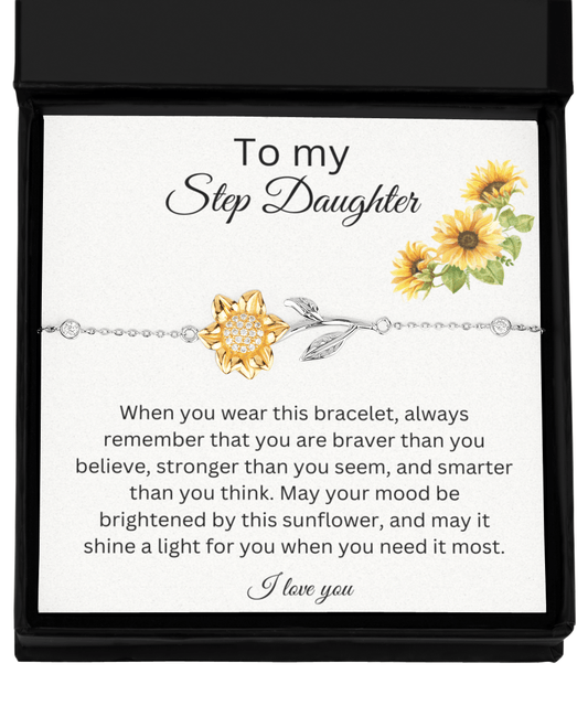 To My Step Daughter - Shine A Light - Sunflower Bracelet