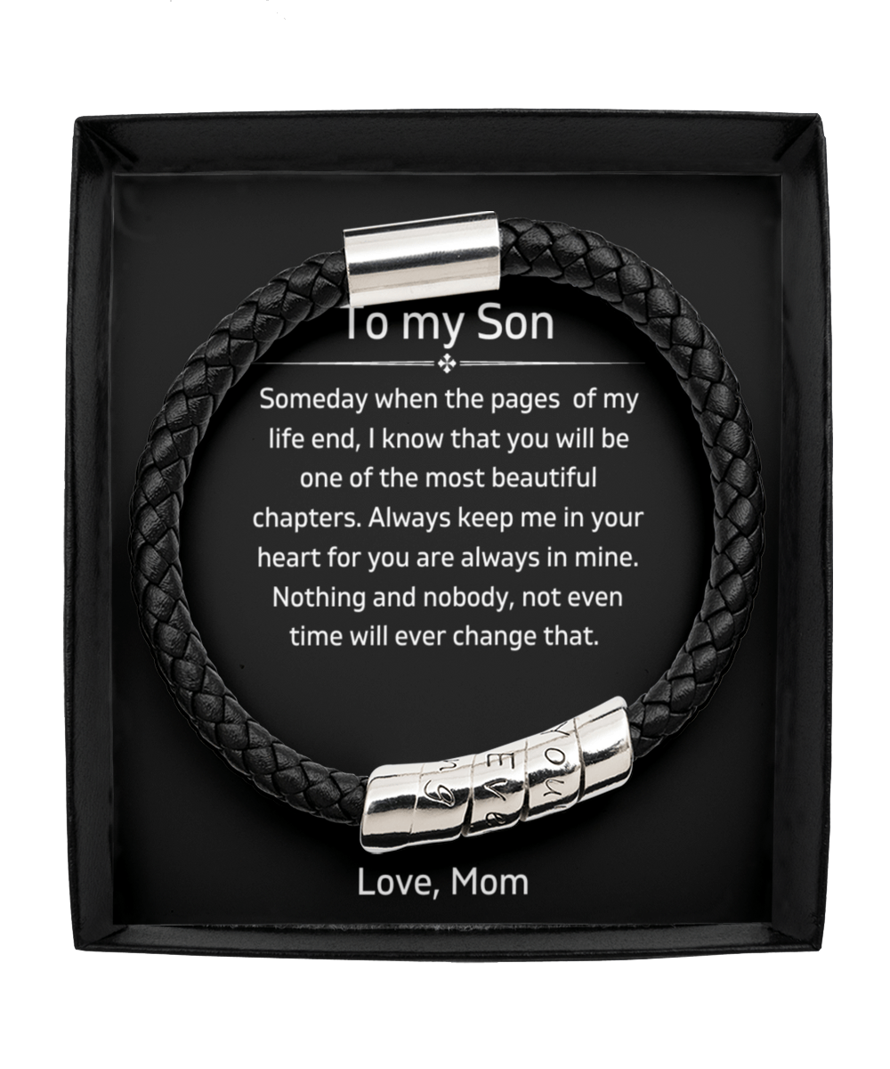 To My Son - Always Keep Me In Your Heart - Vegan Leather Bracelet