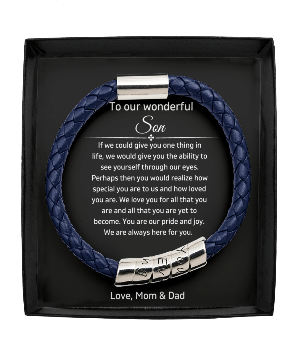 To Our Wonderful Son - You Are Our Pride And Joy - Vegan Leather Bracelet