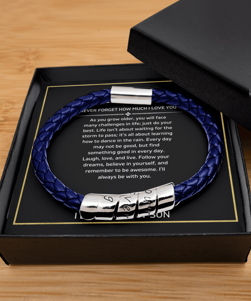 To My Son - Never Forget - Vegan Leather Bracelet