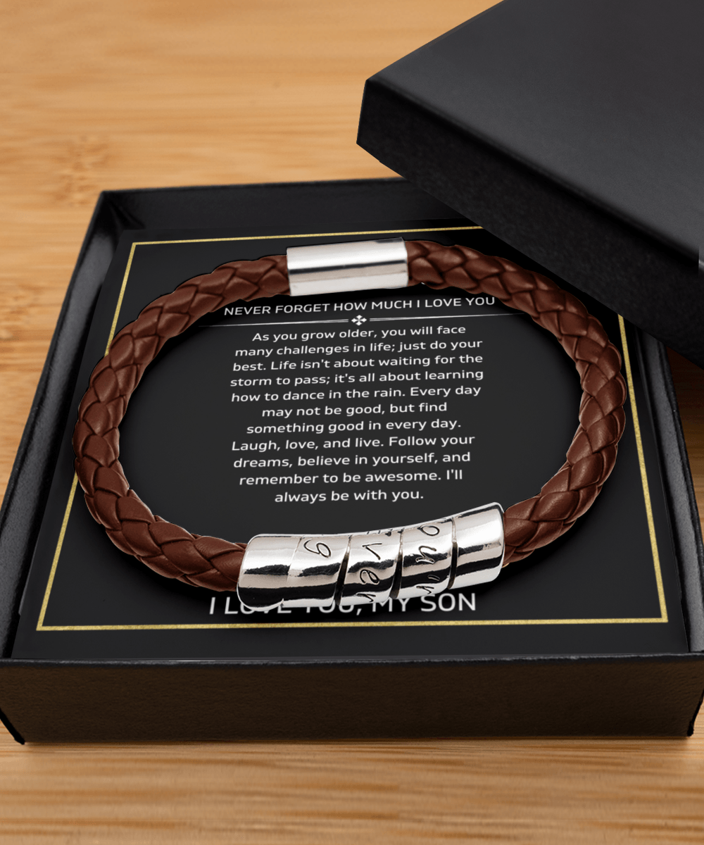 To My Son - Never Forget - Vegan Leather Bracelet