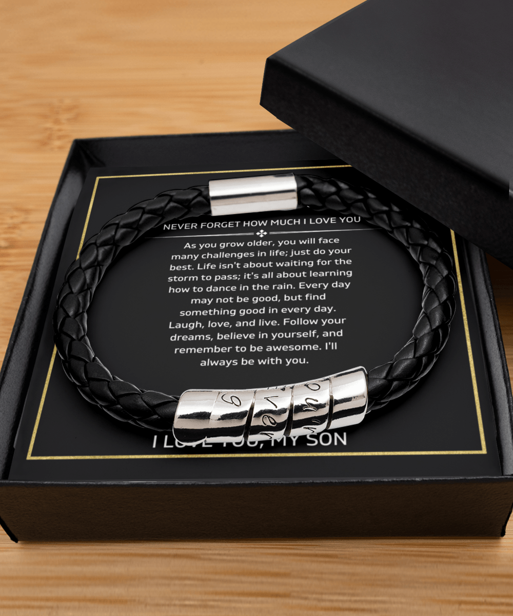 To My Son - Never Forget - Vegan Leather Bracelet