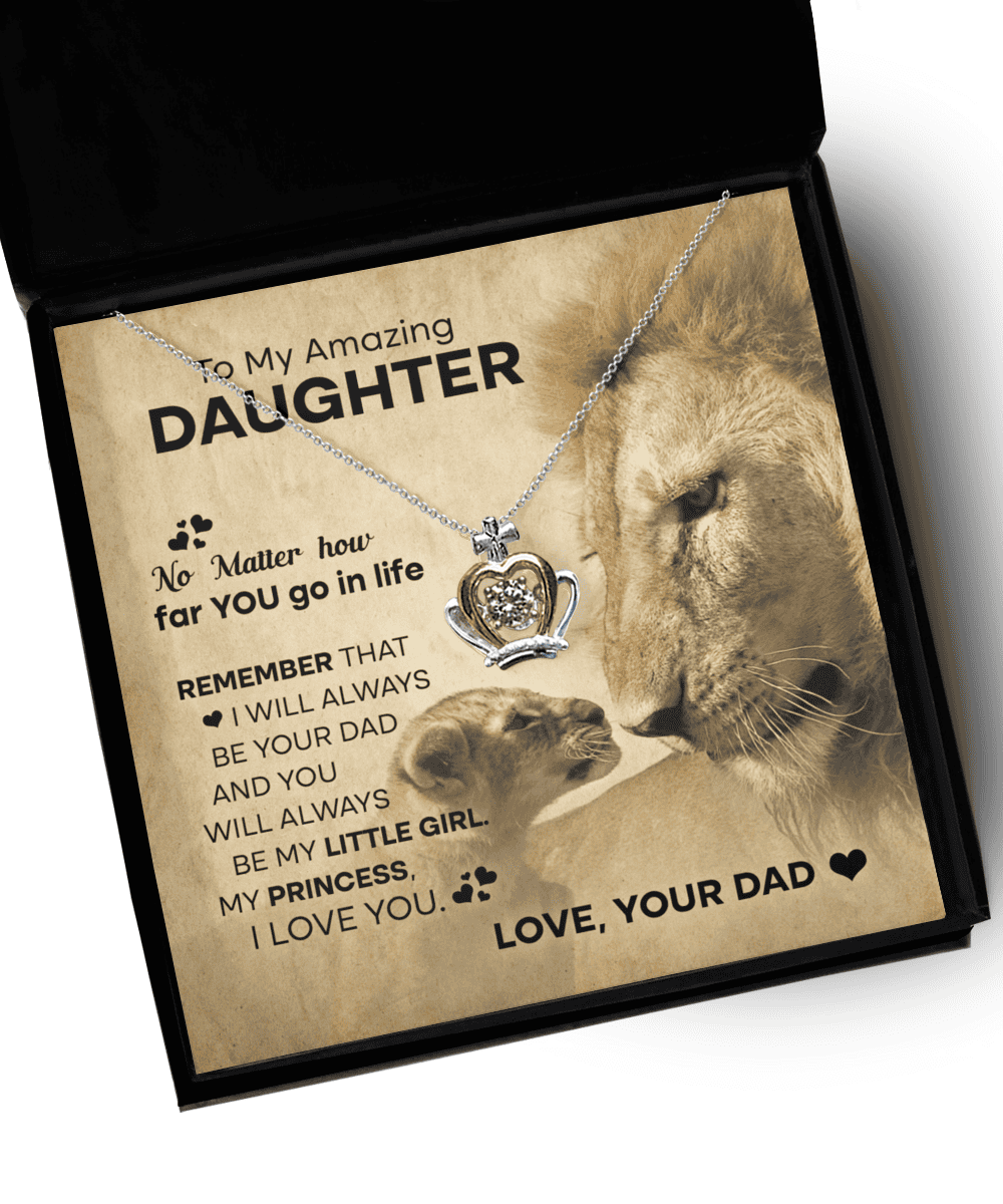 To My Amazing Daughter - No Matter How Far - Crown Pendant Necklace