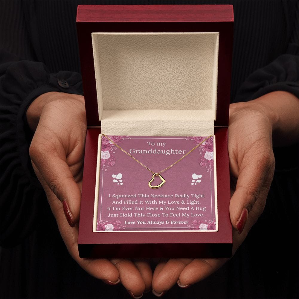 To My Granddaughter - Feel My Love - Delicate Heart Necklace